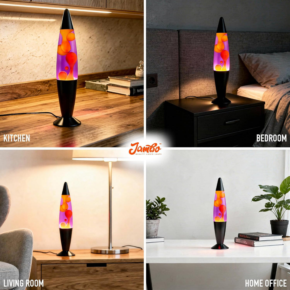 16" Beautiful Lamp- Purple with Yellow/Orange Wax, Relaxing Liquid Lamp for Living Room Office Bedroom Adults Teens Kids, Magma Light, Night Light Nightlight, Home Decor