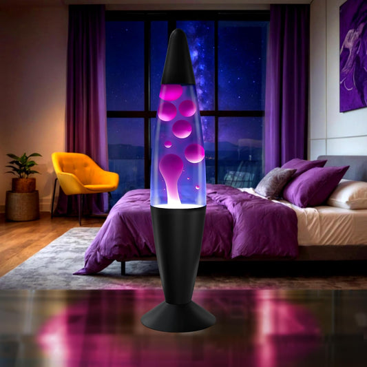 16" Beautiful Lamp- Purple with White/Pink Wax, Relaxing Liquid Lamp for Living Room Office Bedroom Adults Teens Kids, Magma Light, Night Light Nightlight, Home Decor