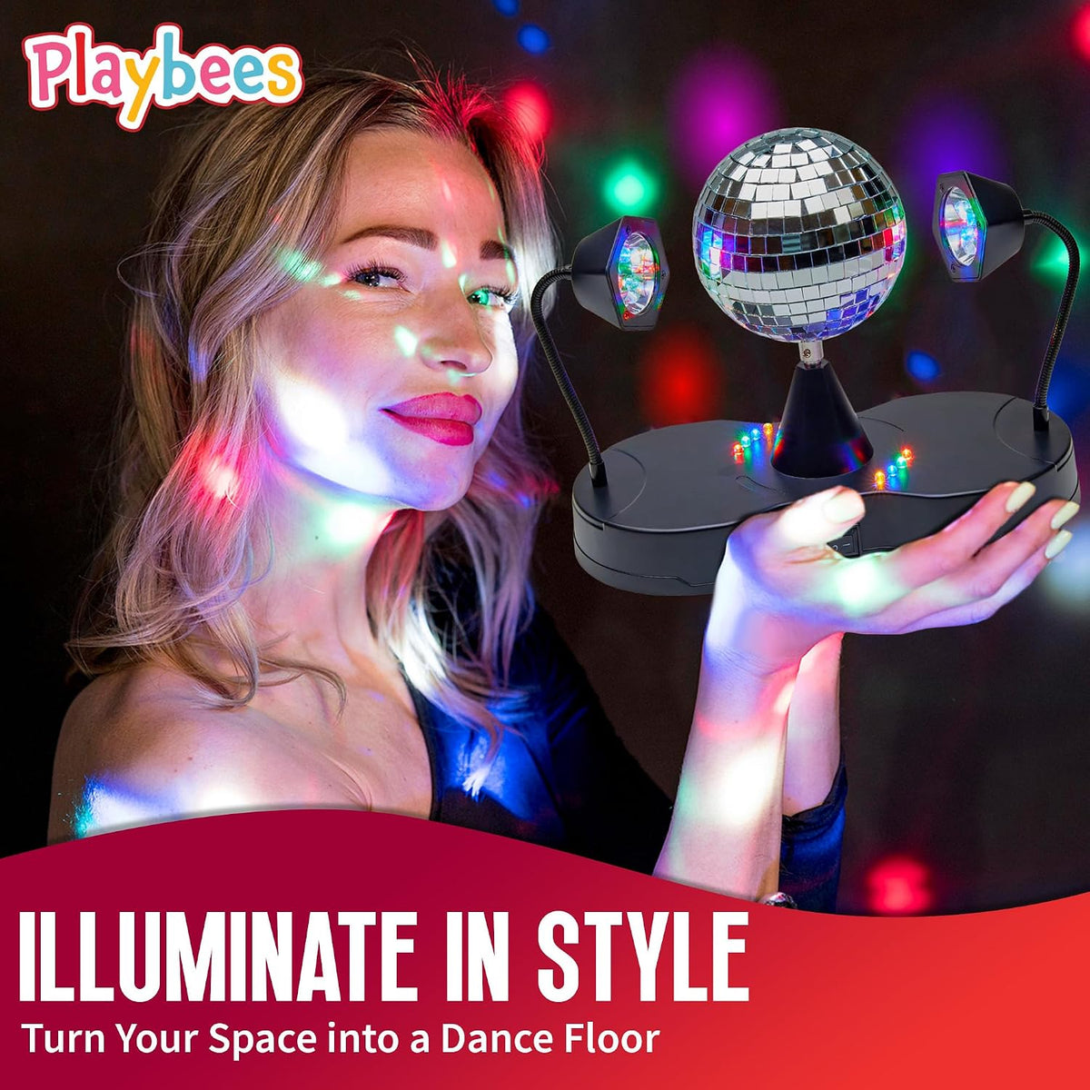 Rotating Disco Ball Light - Tabletop Mirror Strobe Lamp for Parties