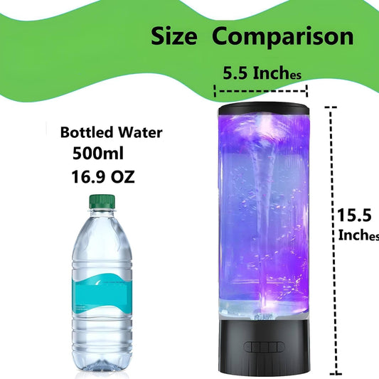 Twister Lamp 15.5 Inch Large Size with Breath Light - Water Vortex Motion Lamp with Beads & Snowflakes Novelty Sensory Light Birthday Christmas Gift for Kids Teens Men Women