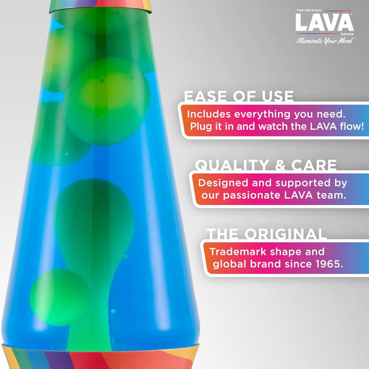 Lava the Original Lamp - 14.5" Warped Rainbow – Classic Liquid Motion Lamp - Yellow Wax and Blue Liquid - Item #2713 (Amazon Exclusive)