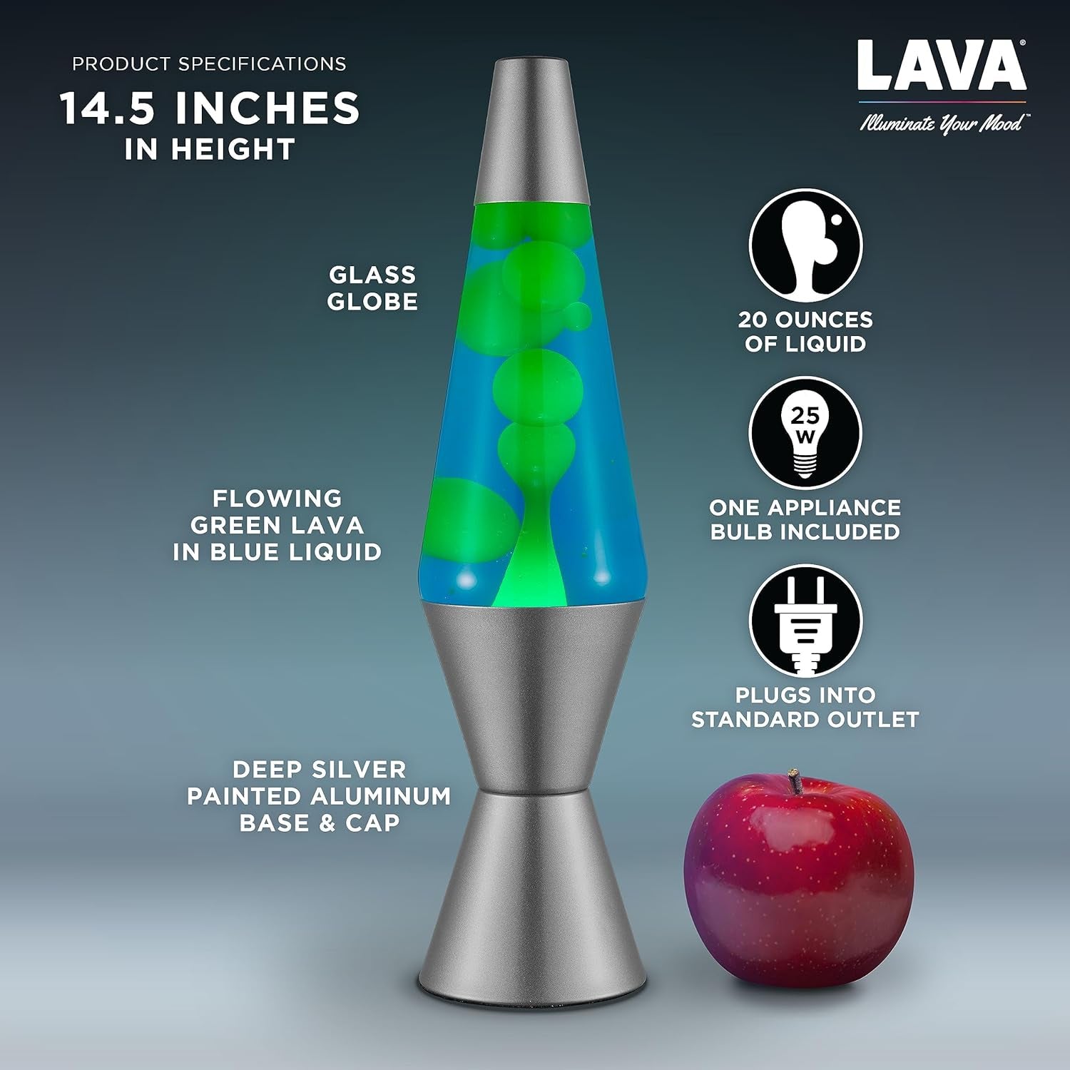 Lava® Lamp - 14.5" Deep Ocean - the Original Motion Light - Yellow/Green Wax and Blue Liquid - Item #2634 (Amazon Exclusive)