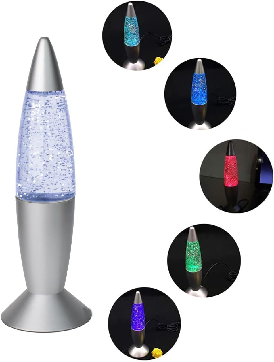 USB Glitter Lamp 7.28” LED Vintage Multi Color Changing Mini Night Lig ...
