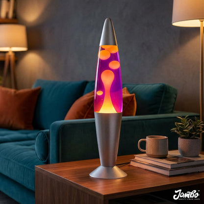 16" Beautiful Lamp- Purple with Yellow/Orange Wax, Relaxing Liquid Light, Night Light Nightlight, Home Decor Living Room Office Bedroom Lamp for Adults Teens Kids Magma Motion