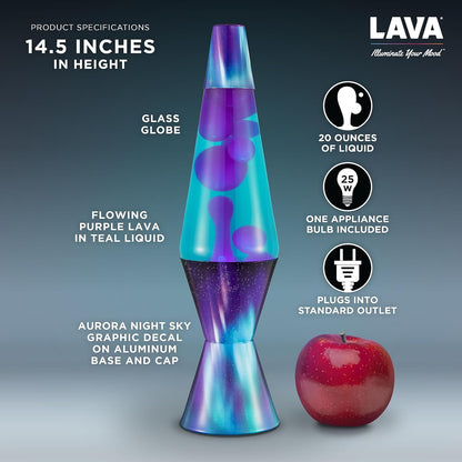 The Original Lava® Lamp - 14.5" Aurora Borealis – Classic Liquid Motion Lamp - Purple Wax and Blue Liquid - Item #2047 (Amazon Exclusive)