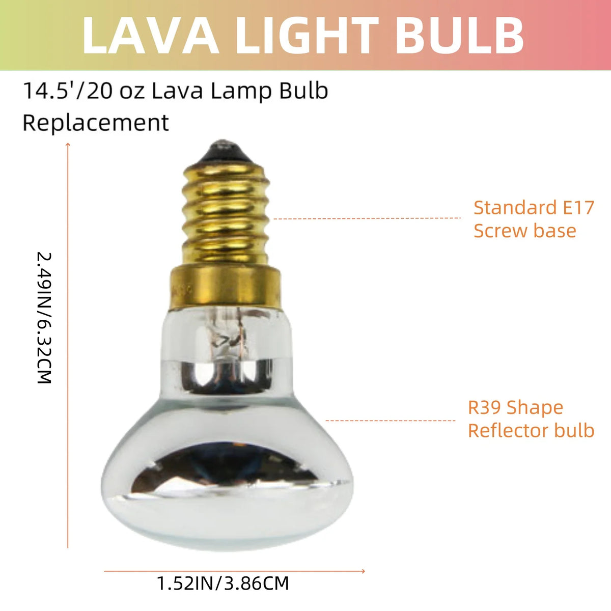 4 Pack Lava Lamp Bulb R39 E17 30W Reflector Bulbs for Bedroom and Office 120V Lava Lamp Light Bulb Replacement
