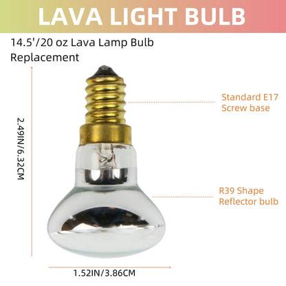 4 Pack Lava Lamp Bulb R39 E17 30W Reflector Bulbs for Bedroom and Office 120V Lava Lamp Light Bulb Replacement
