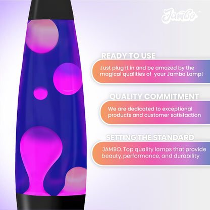 16" Beautiful Lamp- Purple with White/Pink Wax, Relaxing Liquid Lamp for Living Room Office Bedroom Adults Teens Kids, Magma Light, Night Light Nightlight, Home Decor
