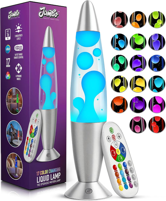 16 Inch LED 17-Color Changing Motion Lamp with Remote, LED Light for Kids Teens and Adults, Night Light Nightlight, Relaxing Magma Lamp for Bedroom Living Room Office Kitchen, Home Decor