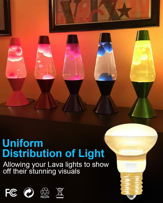 Lava Lamp Bulb, R39 E17 Reflector Type Bulb for Lava and Glitter Lamps, High-Output Heat 120V 30W Replacement Bulb with Dimmable, 2700K Warm White, 6000+Hours Long-Lasting Pack of 6