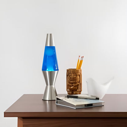 WD-40  Lamp 11.5” Silver Base  Lamp, White Wax in Blue Liquid