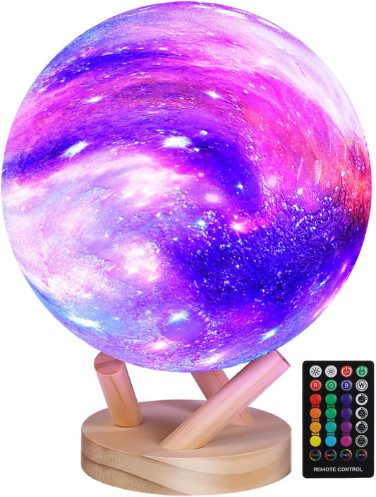 Moon Lamp Galaxy Lamp 6 Inch 16 Colors LED 3D Moon Light, Remote & Touch Control Lava Lamp Moon Night Light Birthday Gifts for Kids Girls Boys Teens Women, Room Decor