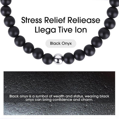 Black Beaded Bracelets for Men Boys: 6Mm Obsidian Onyx Lava Beads Mens Bracelet Set Mens Jewelry - Cool Anniversary Valentines Fathers Birthday Gifts for Him Boyfriend Husband Man Son Dad