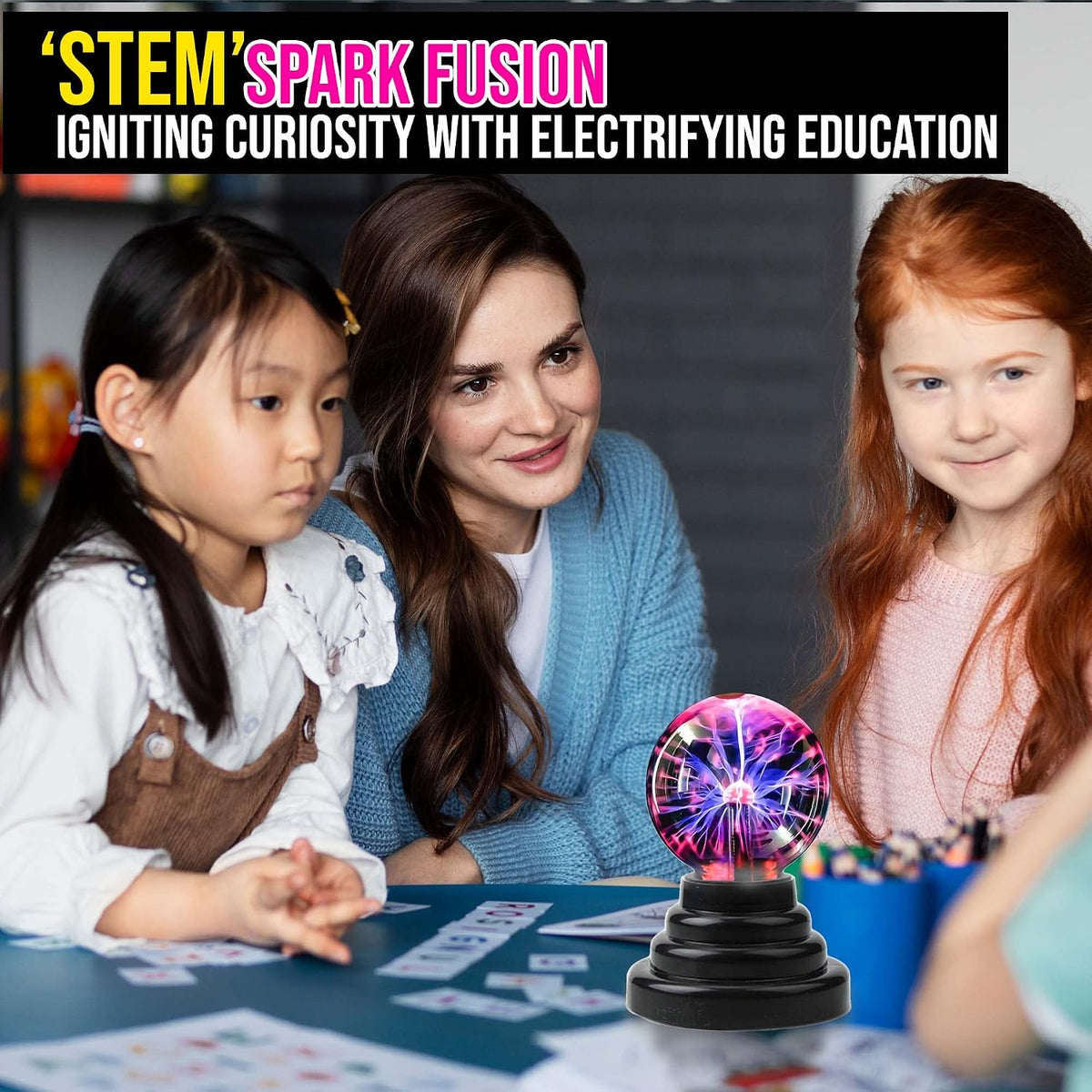 Plasma Ball Lamp Touch Sensitive Novelty Nebula Sphere Globe Magical Orb Toy Gift for Kids, Men & Women for Birthday, Christmas, Party Celebrations (3 Inch) - USB & Battery Powered