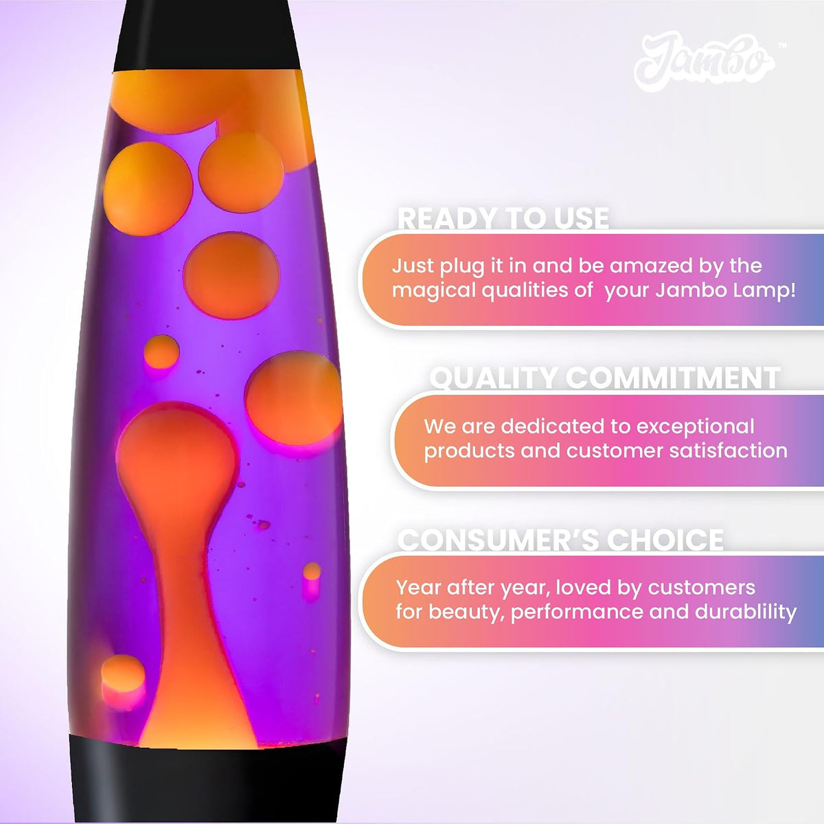 16" Beautiful Lamp- Purple with Yellow/Orange Wax, Relaxing Liquid Lamp for Living Room Office Bedroom Adults Teens Kids, Magma Light, Night Light Nightlight, Home Decor