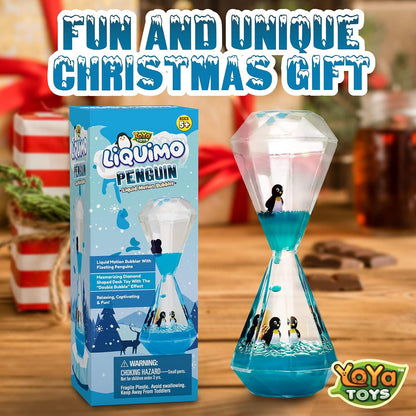 Liquimo Penguin - Liquid Motion Bubbler for Kids and Adults - Penguin Theme - Satisfying Toys for Stress and Anxiety Relief - Fidget Toy Can Be Used as a Colorful Kitchen Timer