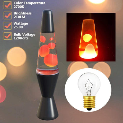 Lava Lamp Bulb 25 Watt, E17 Intermediate Base,The Lava Original Replacement for 14.5-Inch Lava Lamp, Soft Warm White Glow, Long Life, High Temp Resistance, High-Output Heat S11 (6PC-25W)