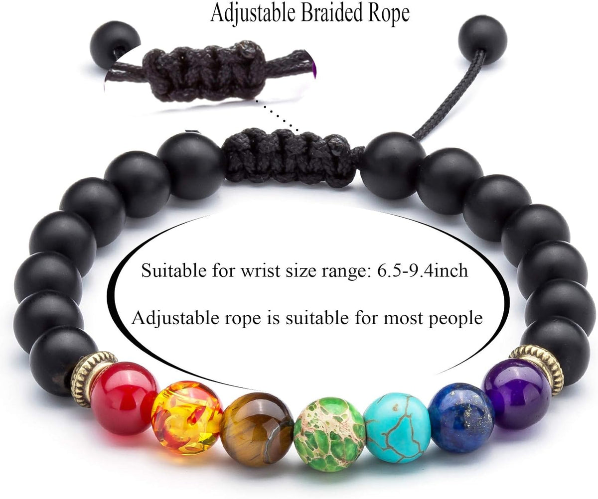 Men Women 8Mm Lava Rock Beads Chakra Bracelet