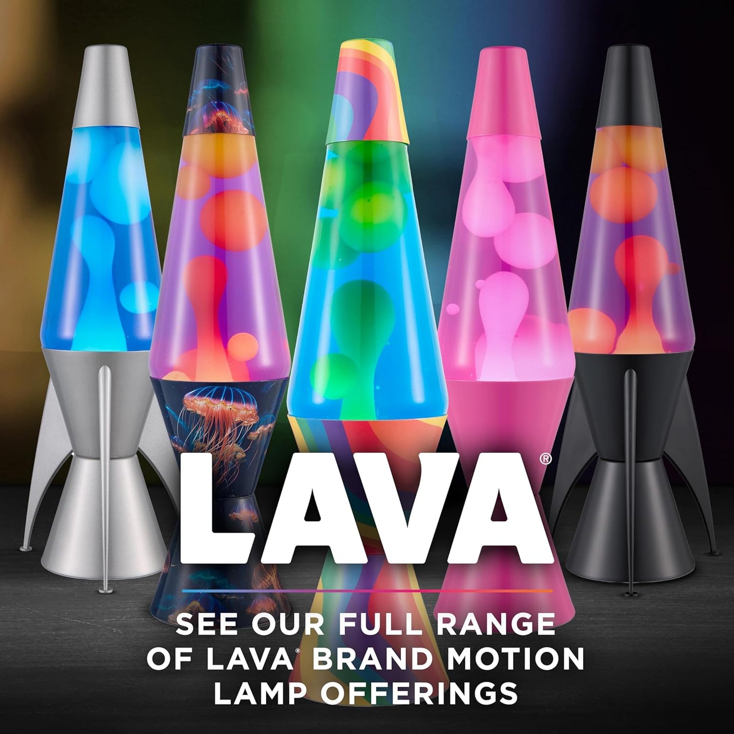Lava the Original Lamp - 14.5" Evenfall – Retro Rocket Liquid Motion Lamp - Yellow Wax and Purple Liquid - Item #2391 (Amazon Exclusive)