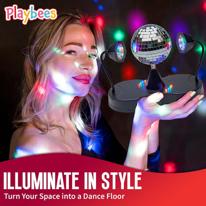 Rotating Disco Ball Light - Tabletop Mirror Strobe Lamp for Parties