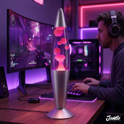 16" Beautiful Lamp- Purple with Pink Wax, Relaxing Liquid Light, Night Light Nightlight, Home Decor Living Room Office Bedroom Lamp for Adults Teens Kids, Magma Motion