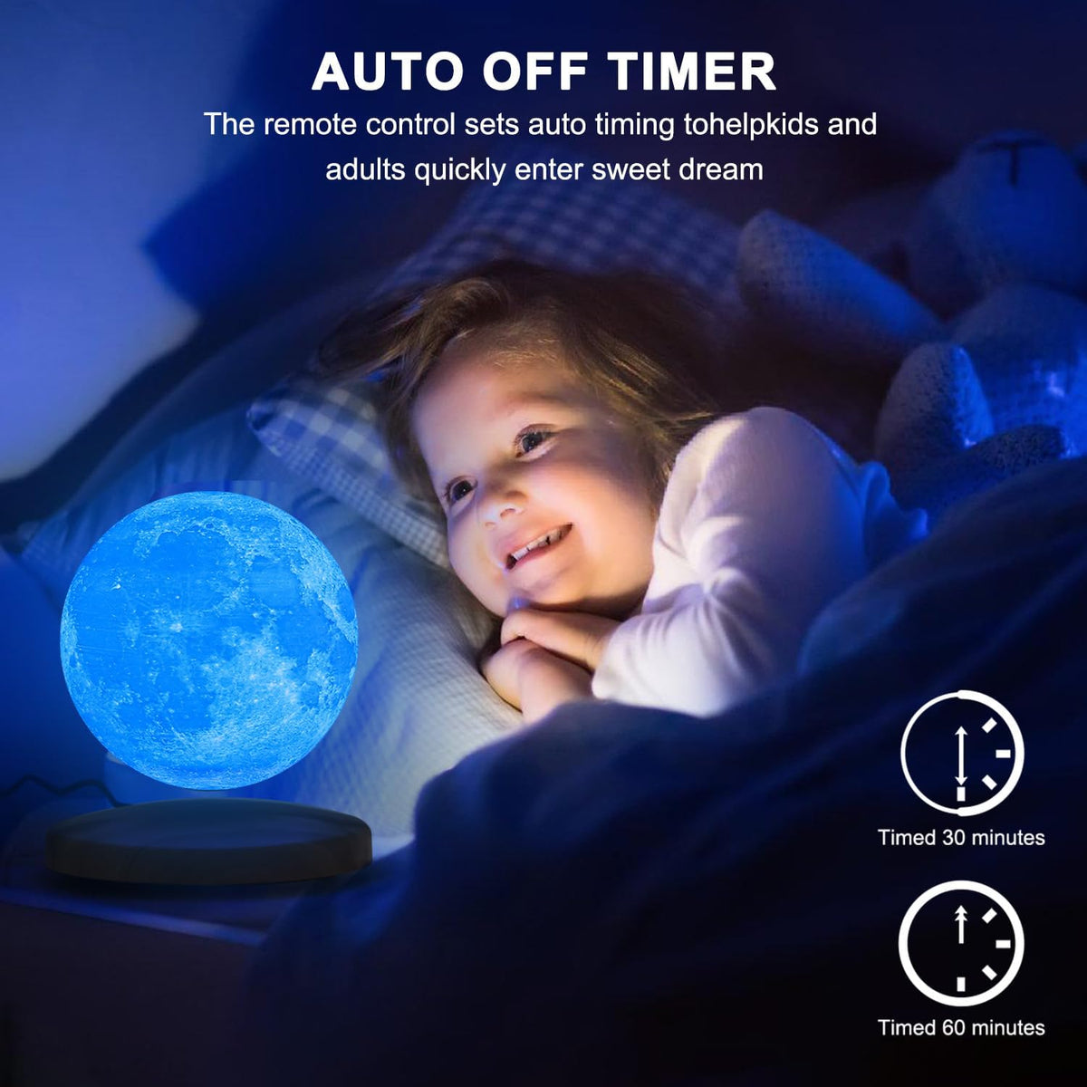 Levitating Moon Lamp Galaxy Lamp 6 Inch 18 Colors LED 3D Moon Light, Remote & Touch Control Lava Lamp Moon Night Light Gifts for Girls Boys Kids Women Birthday