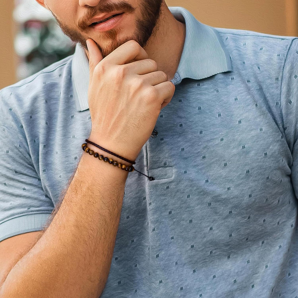 Black Beaded Bracelets for Men Boys: 6Mm Obsidian Onyx Lava Beads Mens Bracelet Set Mens Jewelry - Cool Anniversary Valentines Fathers Birthday Gifts for Him Boyfriend Husband Man Son Dad
