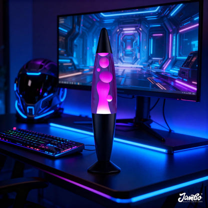 16" Beautiful Lamp- Purple with White/Pink Wax, Relaxing Liquid Lamp for Living Room Office Bedroom Adults Teens Kids, Magma Light, Night Light Nightlight, Home Decor