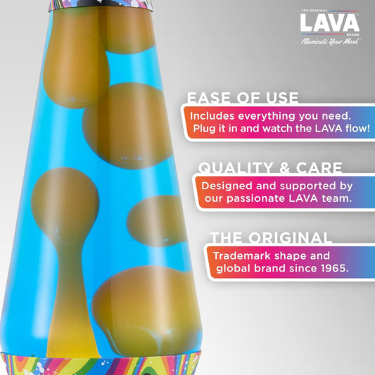 Lava the Original Lamp - 14.5" Splattered Distortion – Classic Liquid Motion Lamp - Orange Wax and Blue Liquid - Item #2427 (Amazon Exclusive)