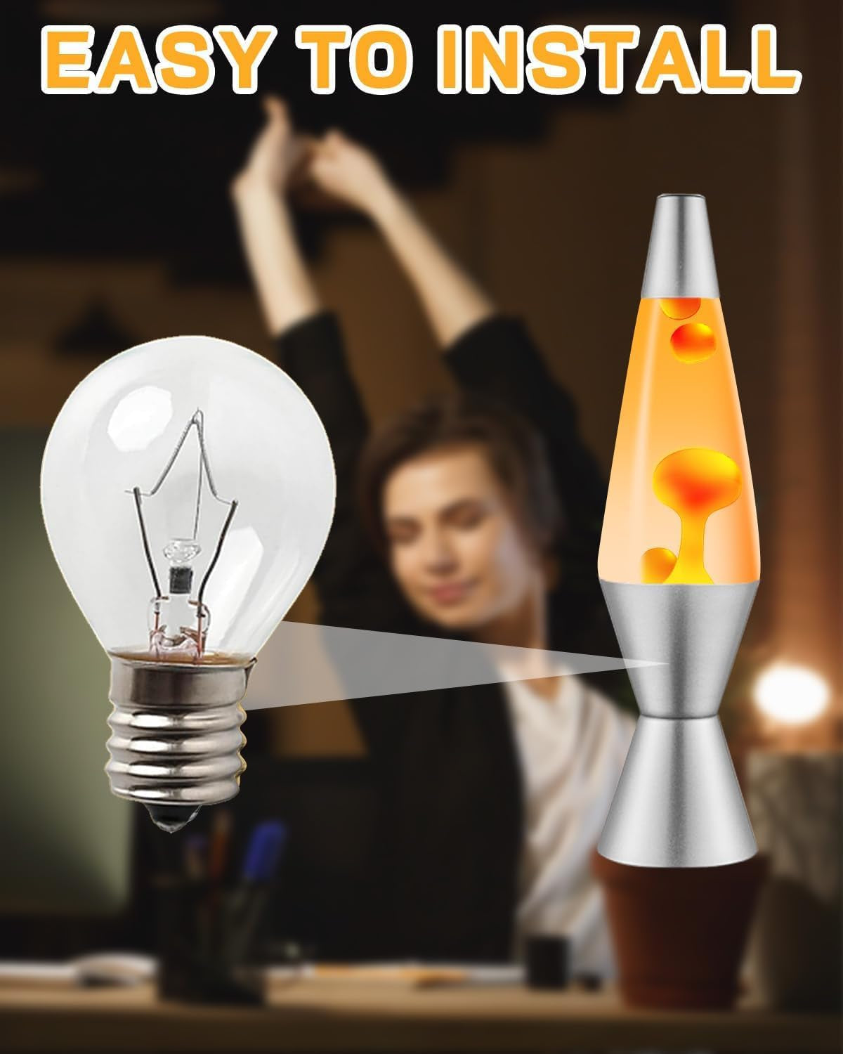 Lava Lamp Bulb 25 Watt, S11 E17 Base 120 Volt the Lava Original Replacement Bulb for 14.5 Inch Glitter and Lava Lamps - Dimmable - Warm White (S11-25W)