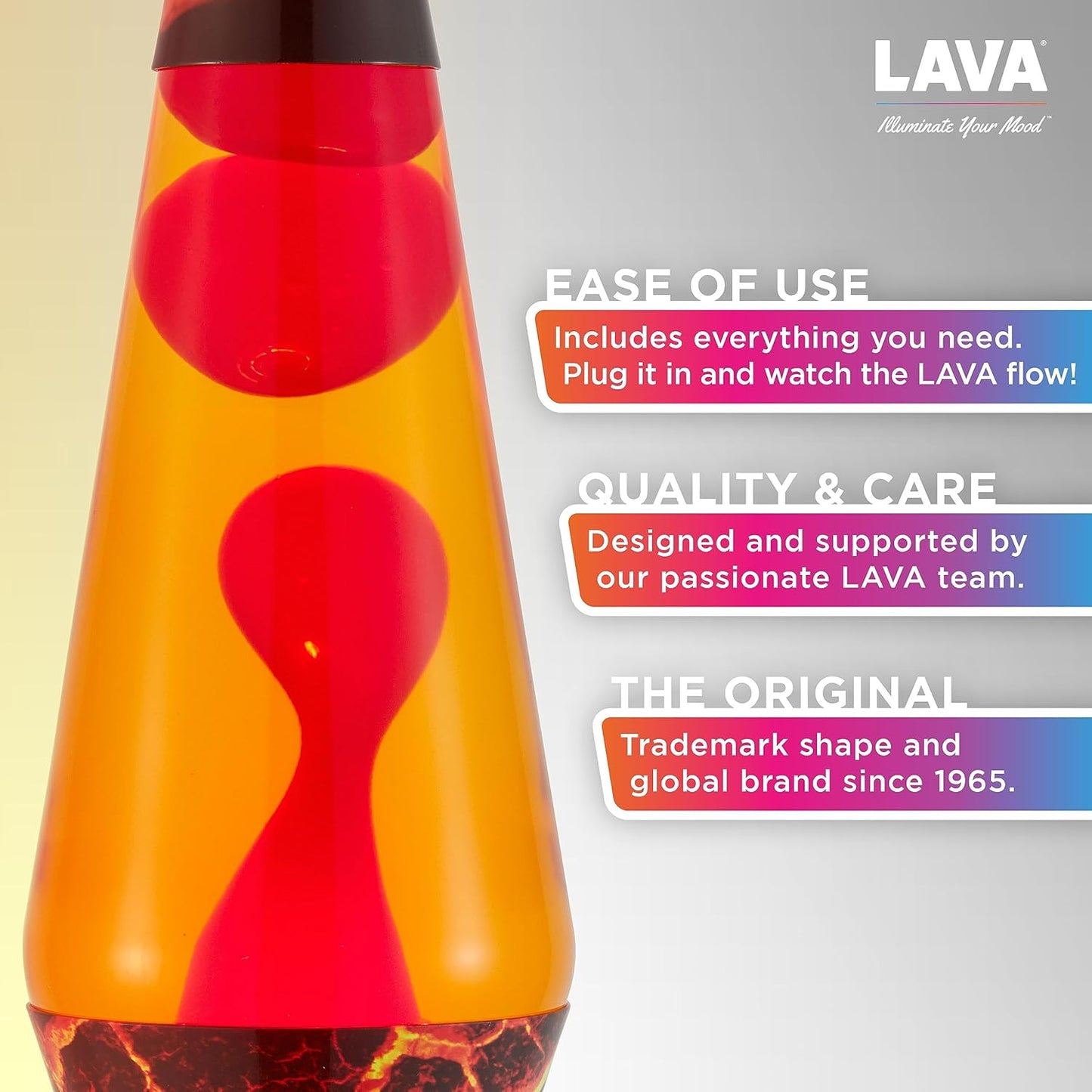 The Original Lava® Lamp - 14.5" Volcanic Crags - Classic Liquid Motion Lamp - Red Wax and Orange Liquid - #2078 (Amazon Exclusive)