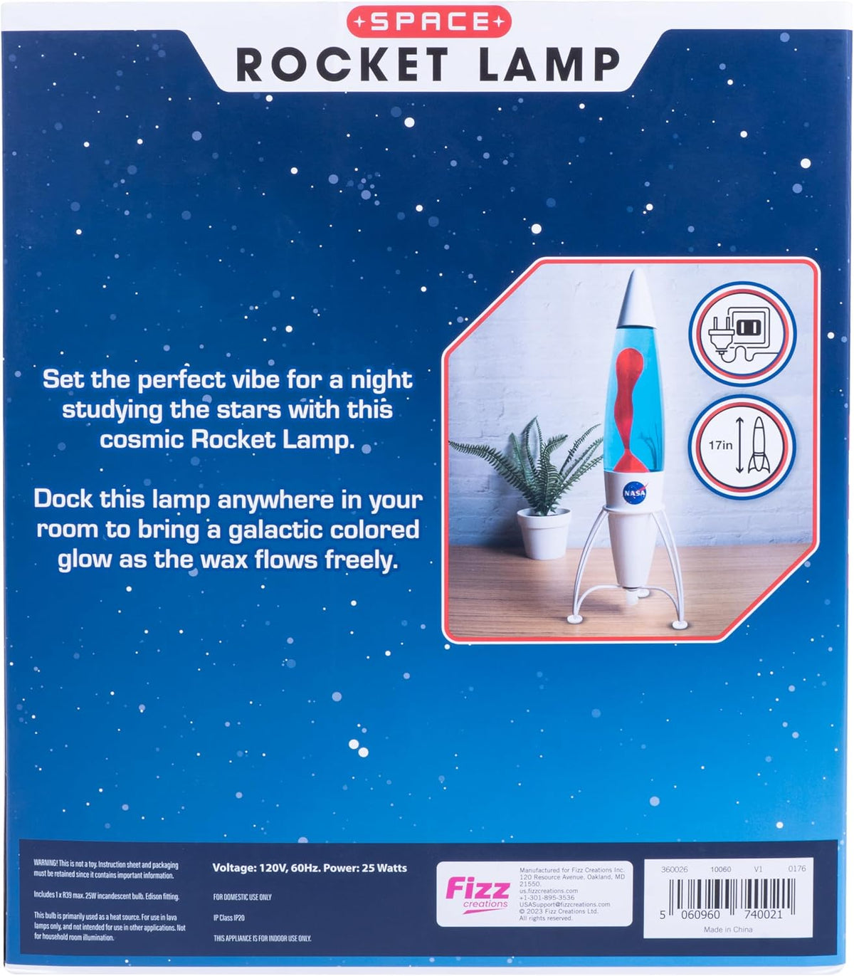 NASA Rocket Lamp | 17" Blue Liquid & Red Wax Lamp