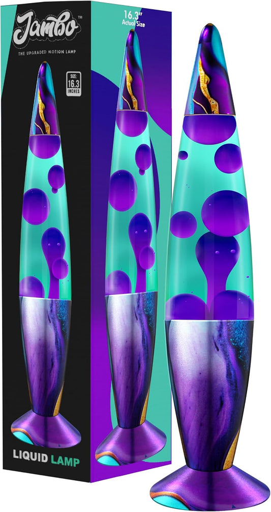 16" Beautiful Lamp- Teal with Purple Wax- Relaxing Liquid Light, Night Light Nightlight, Retro Home Decor Light, Living Room Office Bedroom Lamp for Adults Teens Kids, Magma Motion