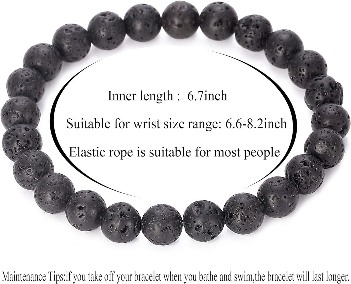 Men Women 8Mm Natural Stone Lava Rock Diffuser Bracelet