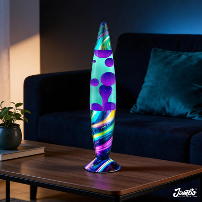 16" Beautiful Lamp- Teal with Purple Wax- Neon Twilight, Relaxing Liquid Light, Night Light Nightlight, Home Decor Living Room Office Bedroom Lamp for Adults Teens Kids, Magma Motion