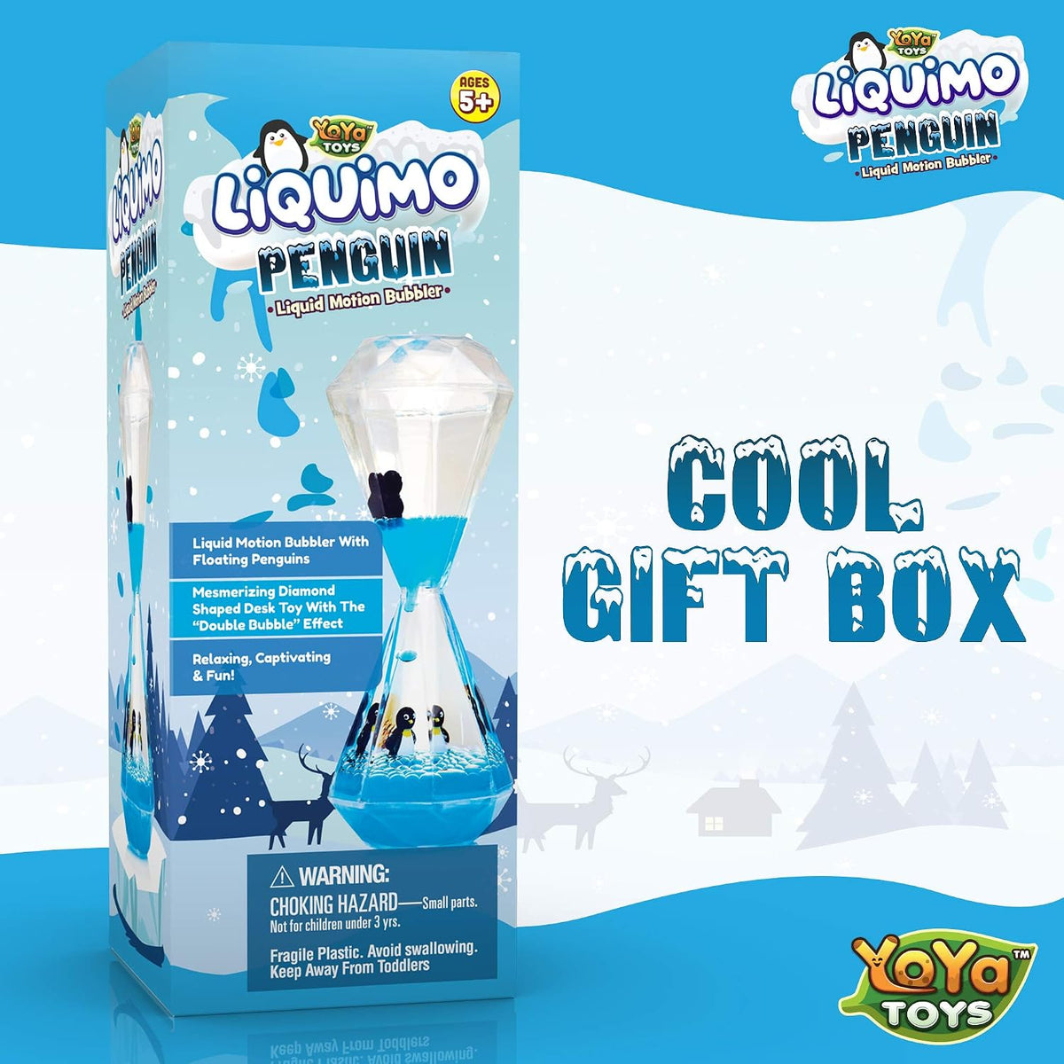 Liquimo Penguin - Liquid Motion Bubbler for Kids and Adults - Penguin Theme - Satisfying Toys for Stress and Anxiety Relief - Fidget Toy Can Be Used as a Colorful Kitchen Timer