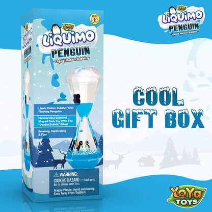 Liquimo Penguin - Liquid Motion Bubbler for Kids and Adults - Penguin Theme - Satisfying Toys for Stress and Anxiety Relief - Fidget Toy Can Be Used as a Colorful Kitchen Timer