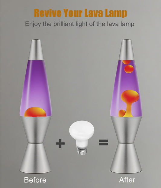 2-Pack 100W Lava Lamp Bulb, R20 Reflector E26 Base, AC 120V Lava Lamp Replacement Light Bulb, Compatible with XL or Grande & More