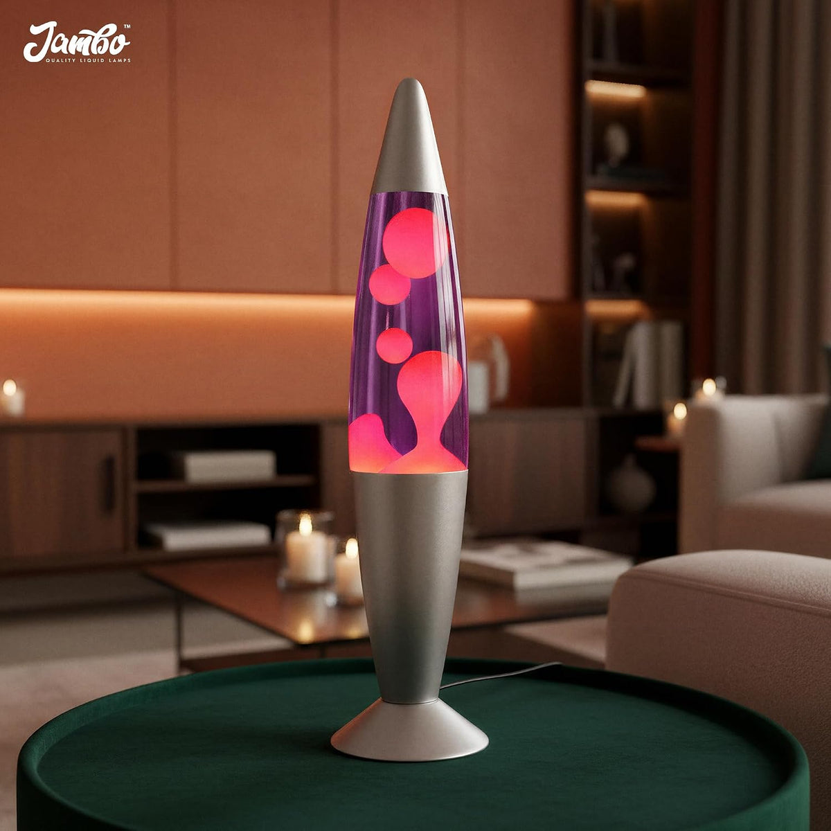 16" Beautiful Lamp- Purple with Pink Wax, Relaxing Liquid Light, Night Light Nightlight, Home Decor Living Room Office Bedroom Lamp for Adults Teens Kids, Magma Motion