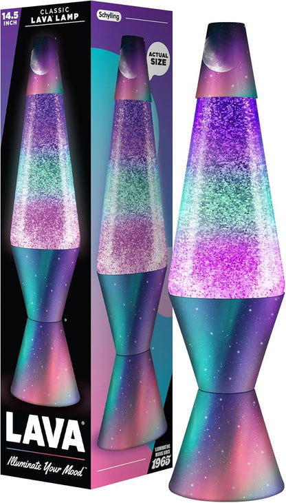 Lava® Lamp - 14.5" Polar Glimmer - the Original Motion Light - Silver Glitter, Multicolor Base and Globe - Item #2048 (Amazon Exclusive)