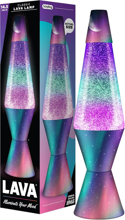 Lava® Lamp - 14.5" Polar Glimmer - the Original Motion Light - Silver Glitter, Multicolor Base and Globe - Item #2048 (Amazon Exclusive)