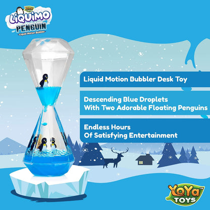 Liquimo Penguin - Liquid Motion Bubbler for Kids and Adults - Penguin Theme - Satisfying Toys for Stress and Anxiety Relief - Fidget Toy Can Be Used as a Colorful Kitchen Timer