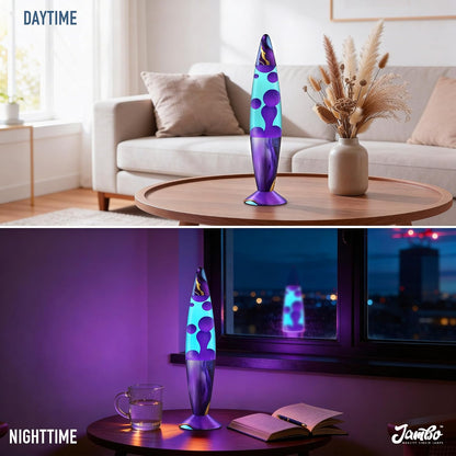 16" Beautiful Lamp- Teal with Purple Wax- Relaxing Liquid Light, Night Light Nightlight, Retro Home Decor Light, Living Room Office Bedroom Lamp for Adults Teens Kids, Magma Motion