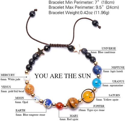 Solar System Galaxy Bracelet - the Eight Planets Guardian Star Lava Rock Stretch Yoga Chakra Aromatherapy Essential Oil Diffuser Bracelet for Men & Women