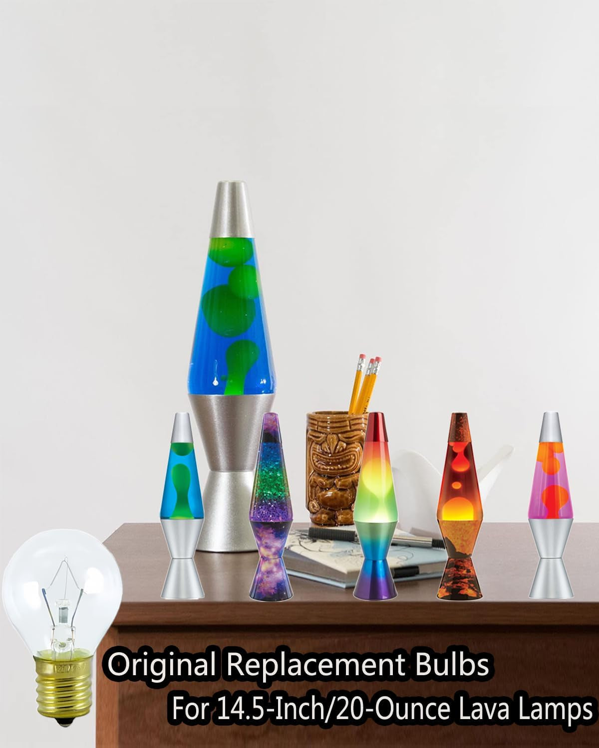 Lava Lamp Bulbs,25 Watt Original Replacement Bulbs for 14.5-Inch/20-Ounce Lava Lamp, High Temp Resistance, High-Output Heat S11 Bulb /120 Volt,Dimmable - Warm White-6 Pack