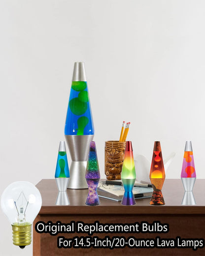 Lava Lamp Bulbs,25 Watt Original Replacement Bulbs for 14.5-Inch/20-Ounce Lava Lamp, High Temp Resistance, High-Output Heat S11 Bulb /120 Volt,Dimmable - Warm White-6 Pack