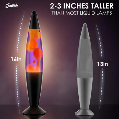 16" Beautiful Lamp- Purple with Yellow/Orange Wax, Relaxing Liquid Lamp for Living Room Office Bedroom Adults Teens Kids, Magma Light, Night Light Nightlight, Home Decor