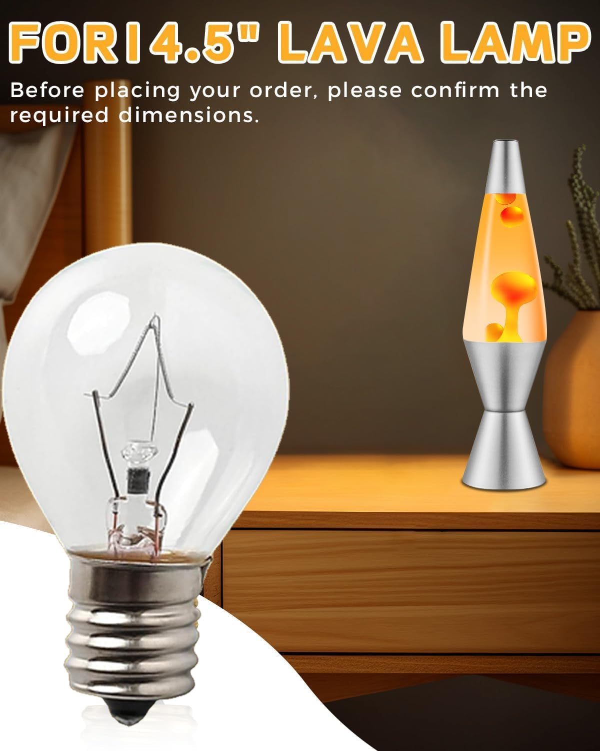 Lava Lamp Bulb 25 Watt, S11 E17 Base 120 Volt the Lava Original Replacement Bulb for 14.5 Inch Glitter and Lava Lamps - Dimmable - Warm White (S11-25W)
