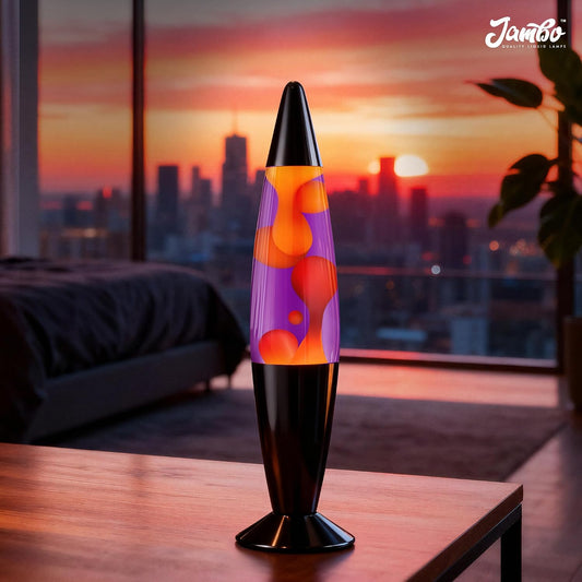 16" Beautiful Lamp- Purple with Yellow/Orange Wax, Relaxing Liquid Lamp for Living Room Office Bedroom Adults Teens Kids, Magma Light, Night Light Nightlight, Home Decor