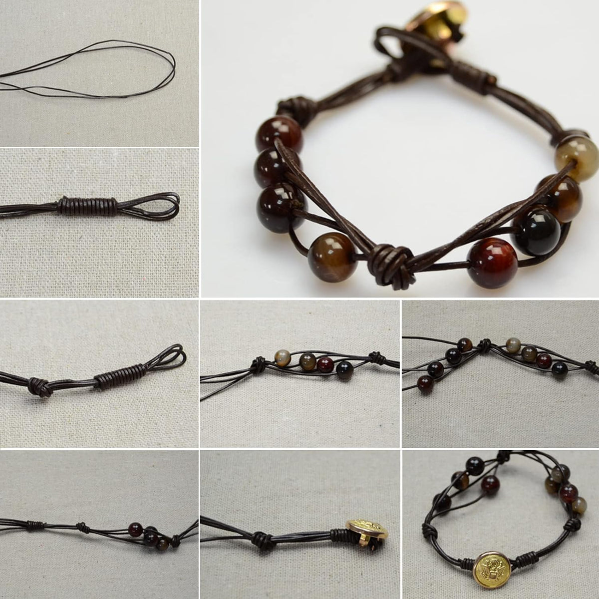 Mala Yoga Men Bracelet Making Kit Lava Rock Tiger Eye Beads